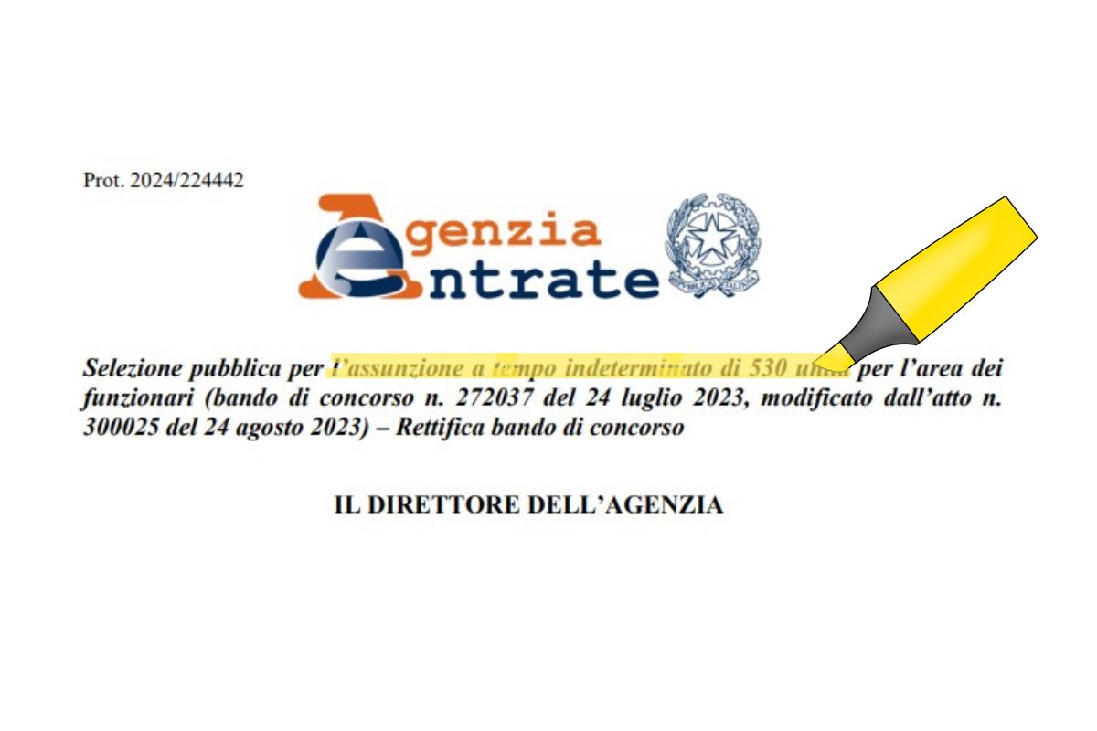 rettifica bando agenzia delle entrate